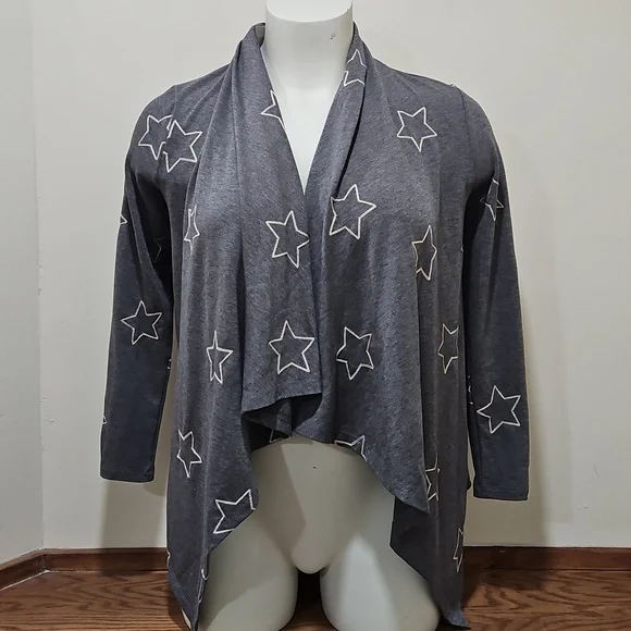 New NWT Bobeaua Navy Shining Star Open Front Cardigan - Picture 1 of 4